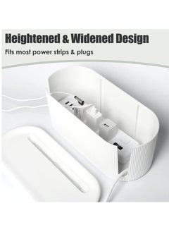 Generic Cord Management Box, Organizer for Cables, Large and Medium Sizes, Hides Chargers and Cables, Surge Protector Cover for Desk or Floor, Stylish White Design  - Image 3
