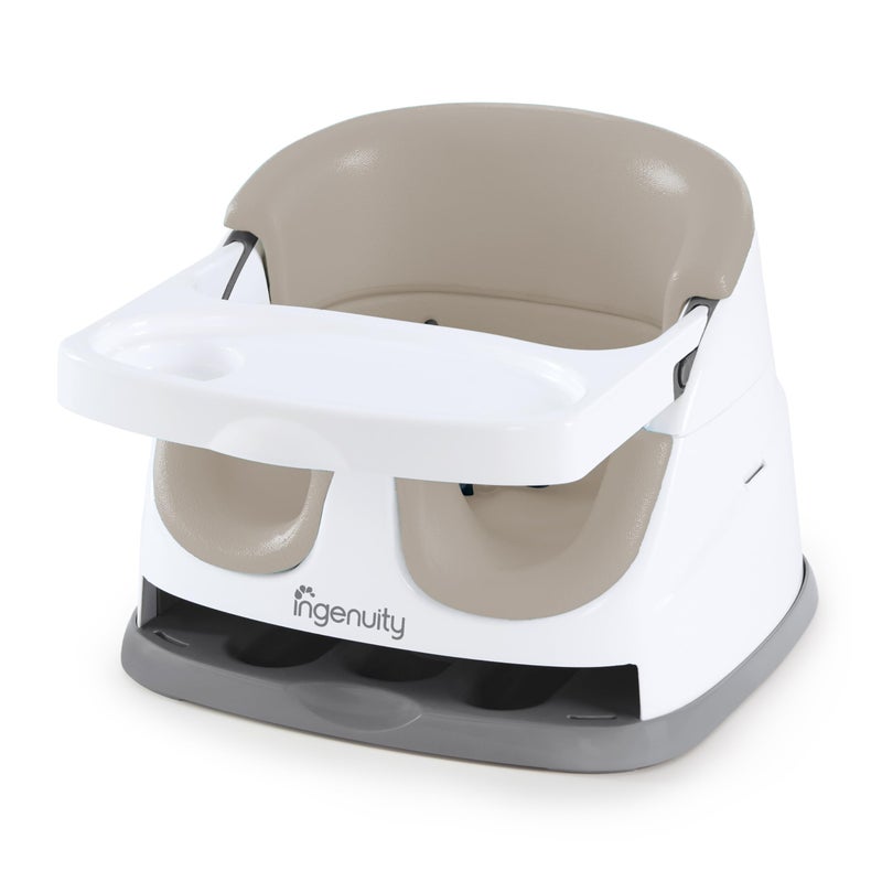 Ingenuity Baby Base 2-in-1 Booster Feeding and Floor Seat with Self-Storing Tray - Cashmere - Image 1