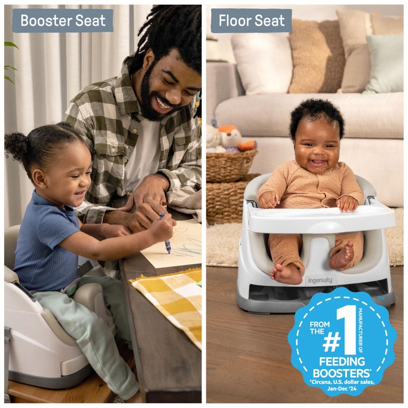 Ingenuity Baby Base 2-in-1 Booster Feeding and Floor Seat with Self-Storing Tray - Cashmere - Image 3