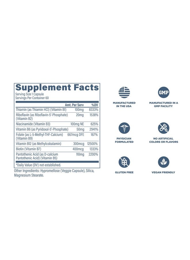 Revive MD Vitamin B Complex Capsules - Supports Heart Health & Immune System - B-Complex Vitamin Supplement for Women & Men - Vitamin B12 Complex Promotes Healthy Brain Function & Boosts Energy - Image 5