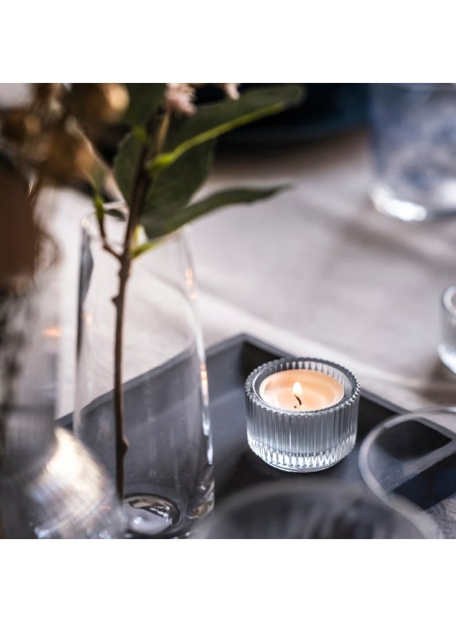 Ribbed Glass Tealight Holder Clear 3.5 cm 3 Piece - Image 3