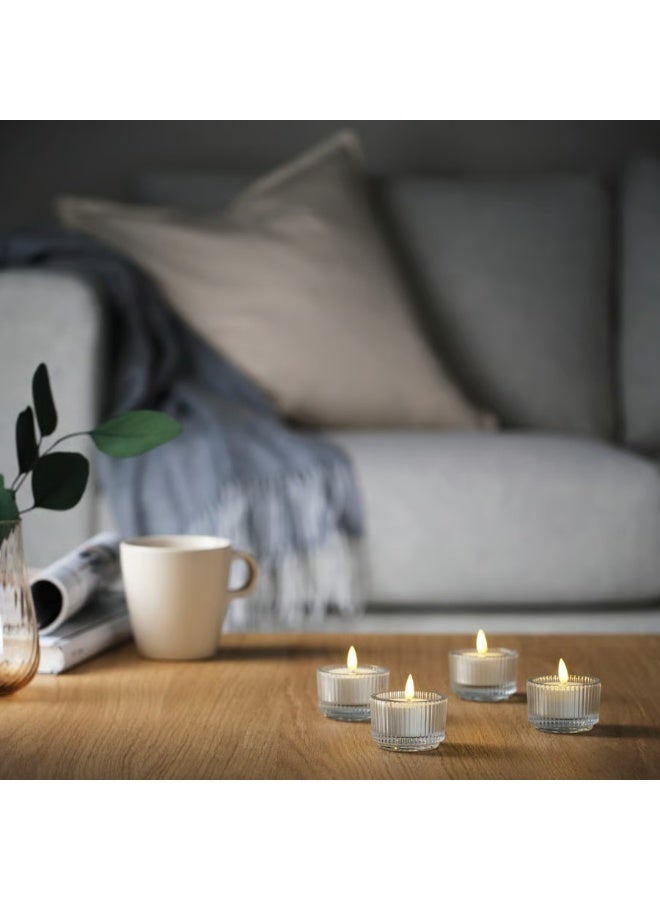 Ribbed Glass Tealight Holder Clear 3.5 cm 3 Piece - Image 4