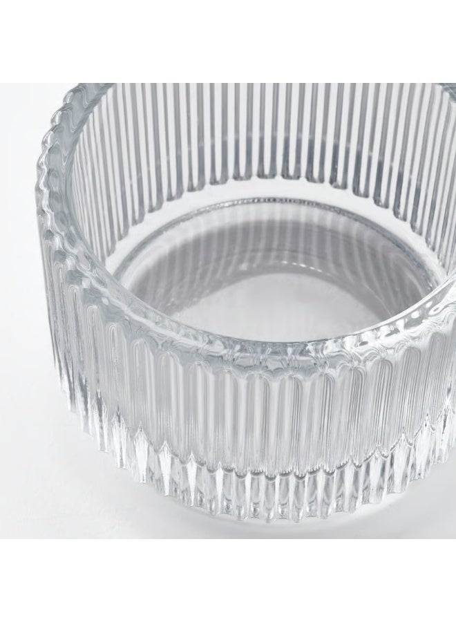Ribbed Glass Tealight Holder Clear 3.5 cm 3 Piece - Image 2