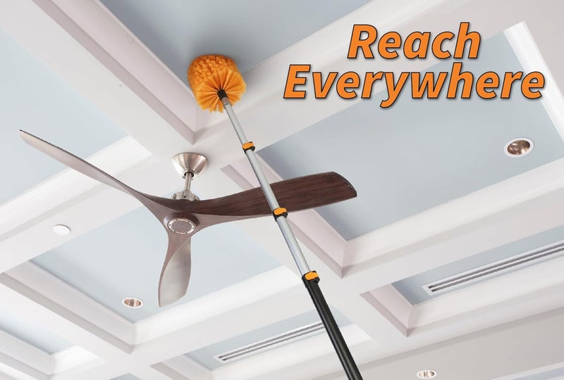 EXTEND-A-REACH مكنسة لإزالة العناكب والشبكات العنكبوتية بطول 1.5 إلى 4 أقدام مع قضيب تمديد // فرشاة لتنظيف شبكات العناكب تصل إلى مسافة تزيد عن 10 أقدام، مناسبة للاستخدام في الأماكن الخارجية والداخلية // قضيب تلسكوبي خفيف الوزن ومتين // الحزمة المثالية لتنظيف الغبار. - Image 4