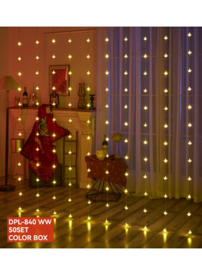 أضواء ستارة LED على شكل ديا بيضاء دافئة من DPL 840 | أضواء زينة خيطية للديوالي، حفلات الزفاف، المهرجانات، المنازل، والشرفات (مجموعة من 50 قطعة، علبة ملونة) - Image 4