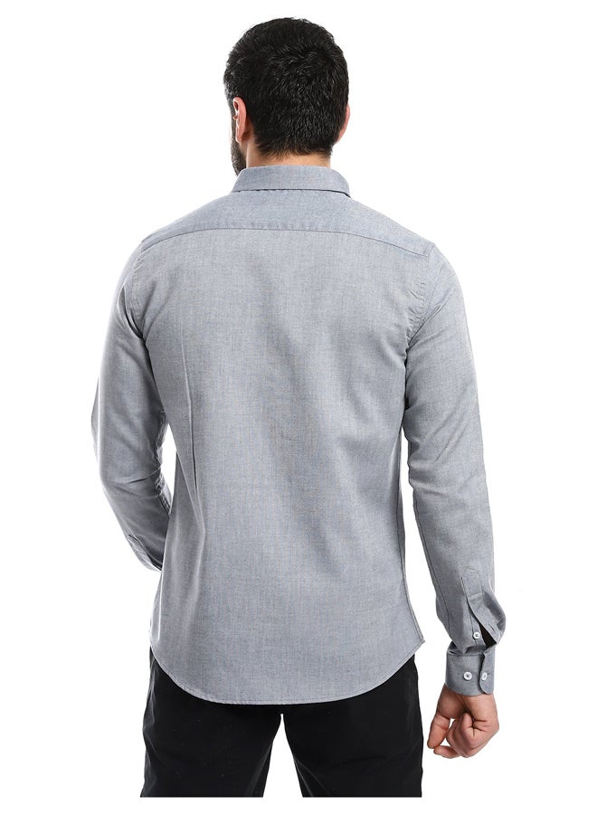 Andora Casual Heather Blue Long Sleeves Shirt_Heather Blue  - Image 3