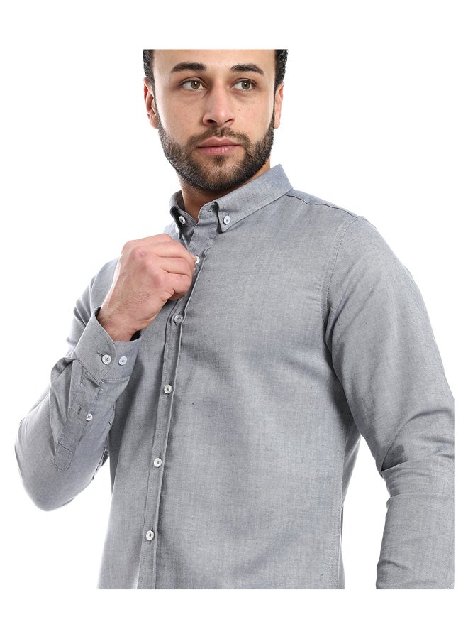 Andora Casual Heather Blue Long Sleeves Shirt_Heather Blue  - Image 2