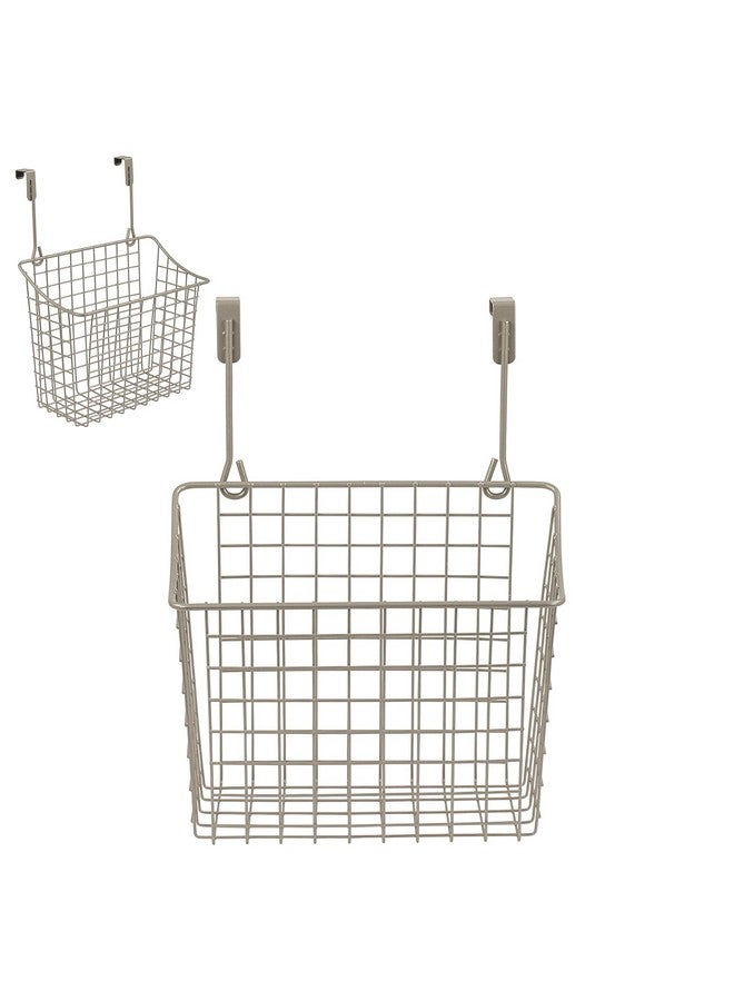 Spectrum Spectrum Hanging Baskets for Organizing (Large, Satin Nickel) - Grid Over the Cabinet Wire Basket for Kitchen or Bathroom - Door Hanging Storage Organizer for Cleaning Supplies, Washcloths, & Towels - Image 1