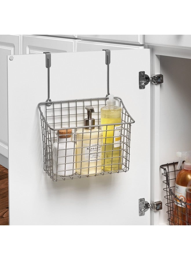 Spectrum Spectrum Hanging Baskets for Organizing (Large, Satin Nickel) - Grid Over the Cabinet Wire Basket for Kitchen or Bathroom - Door Hanging Storage Organizer for Cleaning Supplies, Washcloths, & Towels - Image 2