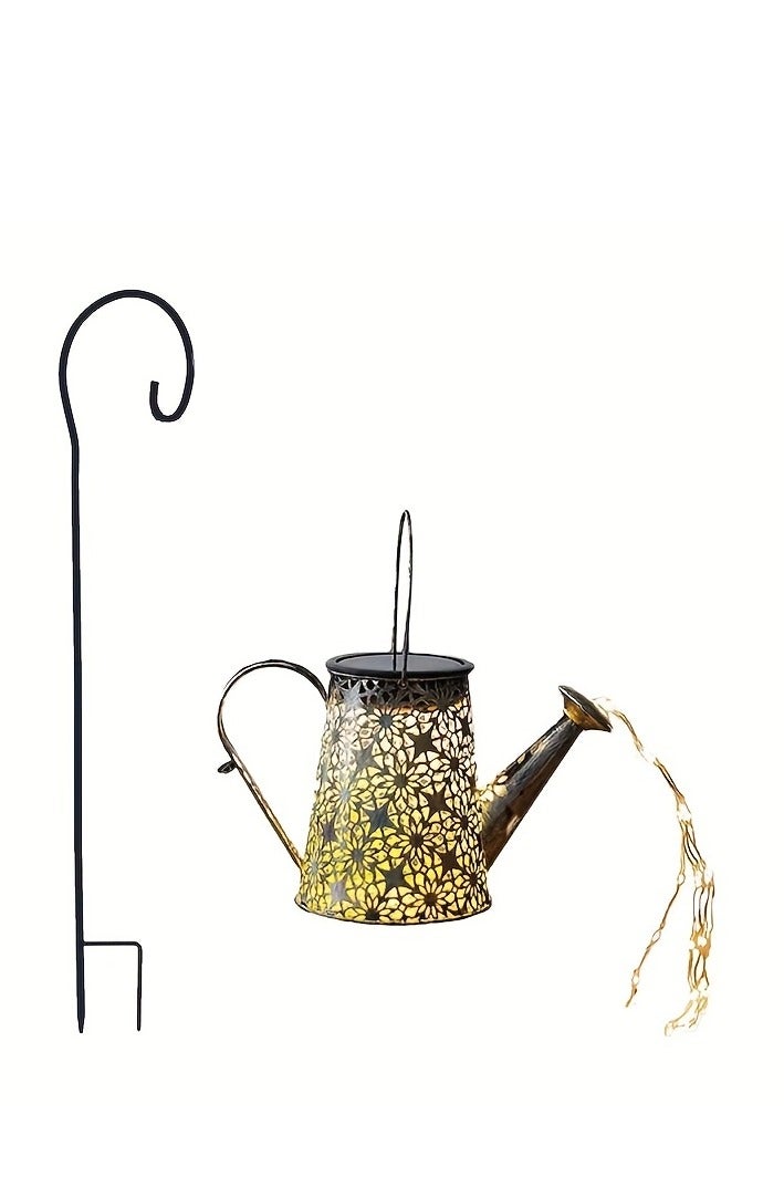 الشمسية الحديد الجوف دش ضوء ، شنقا حديقة ديكور لإلقاء الضوء الحديقة الخاصة بك ، زهرة نمط المعادن فانوس الرياح و مانعة لتسرب الماء - Image 2