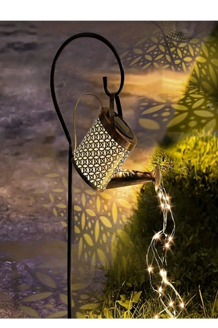 الشمسية الحديد الجوف دش ضوء ، شنقا حديقة ديكور لإلقاء الضوء الحديقة الخاصة بك ، زهرة نمط المعادن فانوس الرياح و مانعة لتسرب الماء - Image 1