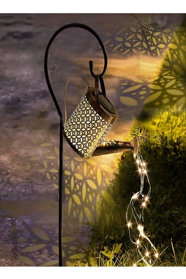 الشمسية الحديد الجوف دش ضوء ، شنقا حديقة ديكور لإلقاء الضوء الحديقة الخاصة بك ، زهرة نمط المعادن فانوس الرياح و مانعة لتسرب الماء - Image 4