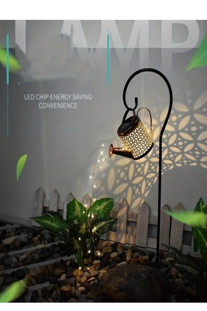 الشمسية الحديد الجوف دش ضوء ، شنقا حديقة ديكور لإلقاء الضوء الحديقة الخاصة بك ، زهرة نمط المعادن فانوس الرياح و مانعة لتسرب الماء - Image 5