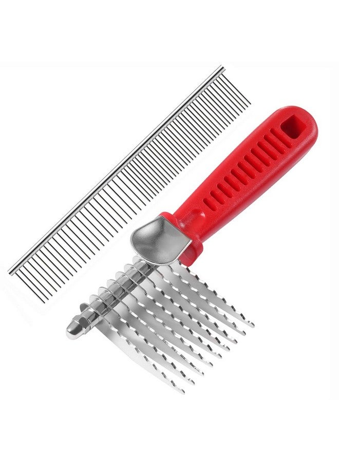 QUMY Dog Comb for Dematting, Stainless Steel Pet Grooming Comb, Removes Dead, Matted or Knotted Hair, Finishing and Fluffing, Comfort-Grip Handle - Pack of 1 - Image 1