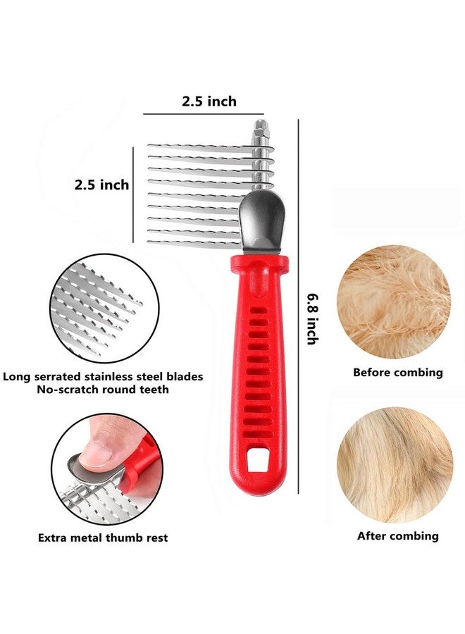 QUMY Dog Comb for Dematting, Stainless Steel Pet Grooming Comb, Removes Dead, Matted or Knotted Hair, Finishing and Fluffing, Comfort-Grip Handle - Pack of 1 - Image 2