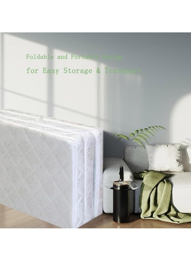 Comfy مرتبة ساتين كلاسيكية قابلة للطي مريحة بيضاء طبية 180 × 90 × 7 سم محمولة - Image 2