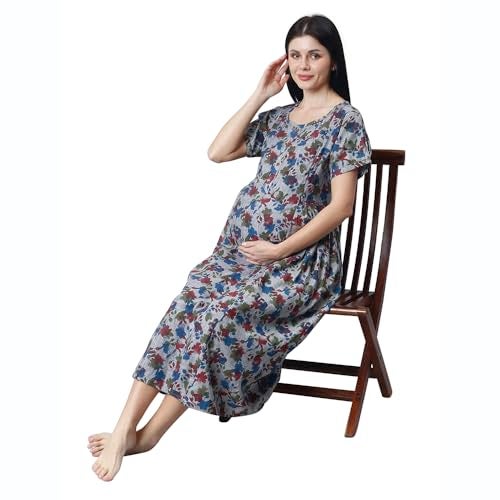 CEE 18 Women's Cotton Rayon A-Line Maternity Feeding Kurti with Zippers (9924_38_Matchless Grey_Medium) - Image 5