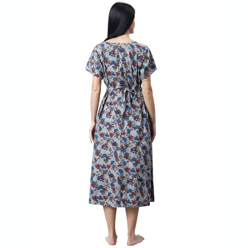CEE 18 Women's Cotton Rayon A-Line Maternity Feeding Kurti with Zippers (9924_38_Matchless Grey_Medium) - Image 4