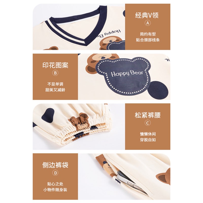 Pajamas with Breast Pads for Women Summer 2026 New Summer Pure Cotton Short-Sleeved Bear Summer Style Cotton Home Wear Set - Image 4