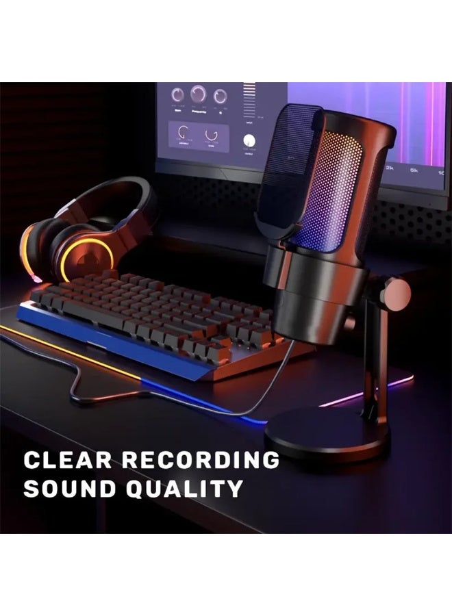ميكروفون ألعاب USB احترافي ZFSZ M8 مزود بفلتر معدني مدمج لمنع أصوات الطقطقة، وإضاءة RGB مذهلة، وخاصية كتم الصوت بنقرة واحدة، وحامل مقاوم للاهتزاز، مخصص للبث المباشر والبودكاست وأجهزة الكمبيوتر/PS5 - Image 4