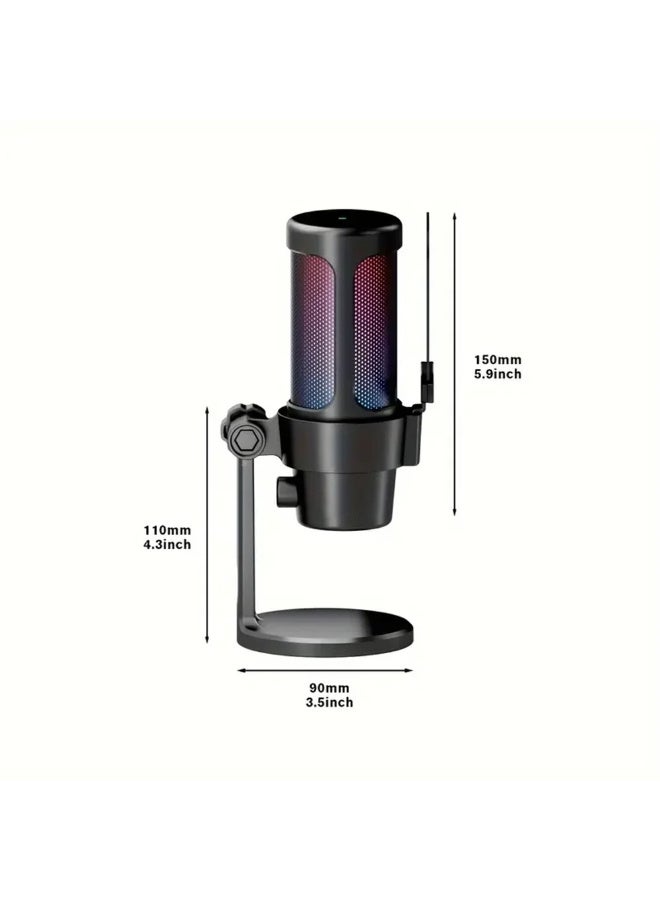 ميكروفون ألعاب USB احترافي ZFSZ M8 مزود بفلتر معدني مدمج لمنع أصوات الطقطقة، وإضاءة RGB مذهلة، وخاصية كتم الصوت بنقرة واحدة، وحامل مقاوم للاهتزاز، مخصص للبث المباشر والبودكاست وأجهزة الكمبيوتر/PS5 - Image 2