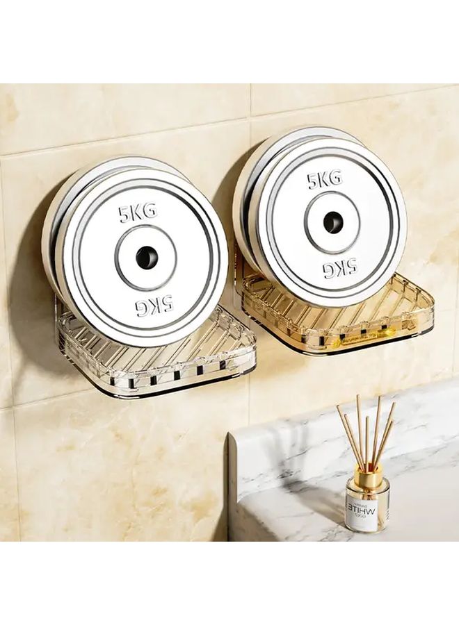 Amber Large Square Adhesive Wall Mounted Soap Dish With Drainage Holes - Image 2