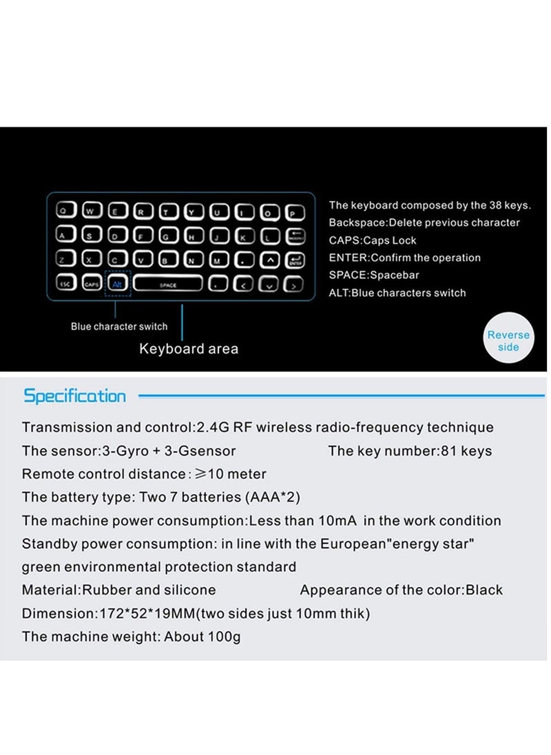 MX3 Pro Mini Backlit Keyboard with Air Mouse, Remote Control for Android TV, Mini Wireless Programming IR Remote for Android/T-Box/IP, Black
