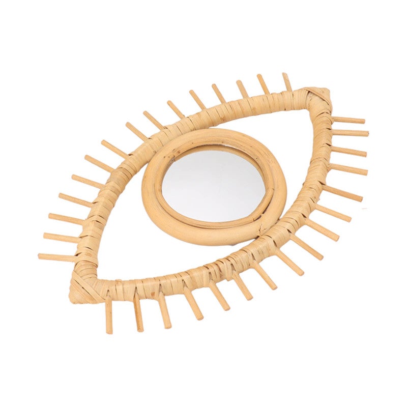 Eye Shaped Wall Mirror: Handwoven Natural Rattan - Bohemian Style Durable Decorative Wall Mirror for Home Bathroom Hotel Room Decor - Image 5