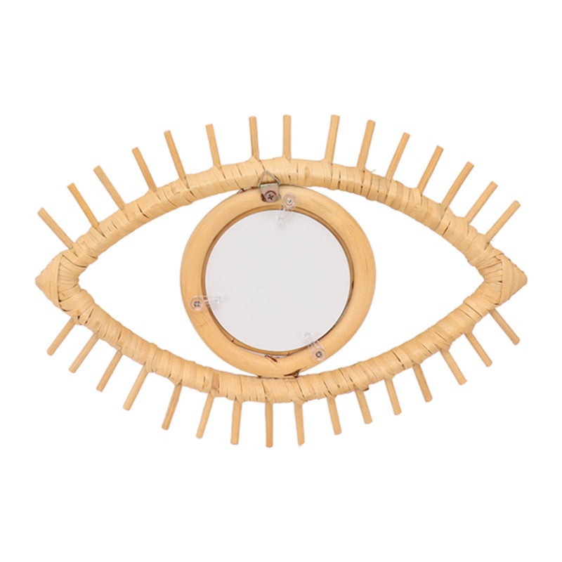 Eye Shaped Wall Mirror: Handwoven Natural Rattan - Bohemian Style Durable Decorative Wall Mirror for Home Bathroom Hotel Room Decor - Image 4