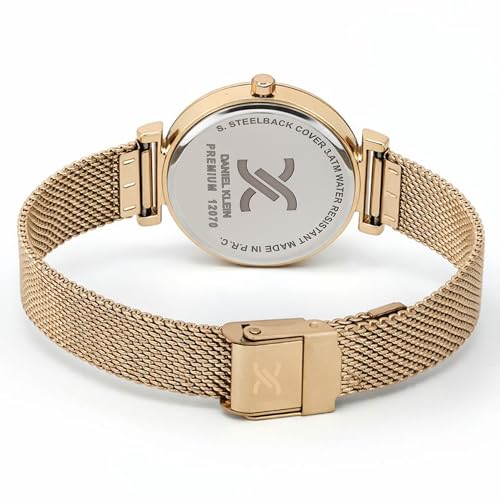 Daniel Klein Analog Silver Glitter Round Dial Rose Gold Mesh Strap Water-Resistant Wrist Watch for Women Girls, Ladies DK12070-3 - Image 5