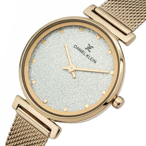 Daniel Klein Analog Silver Glitter Round Dial Rose Gold Mesh Strap Water-Resistant Wrist Watch for Women Girls, Ladies DK12070-3 - Image 4