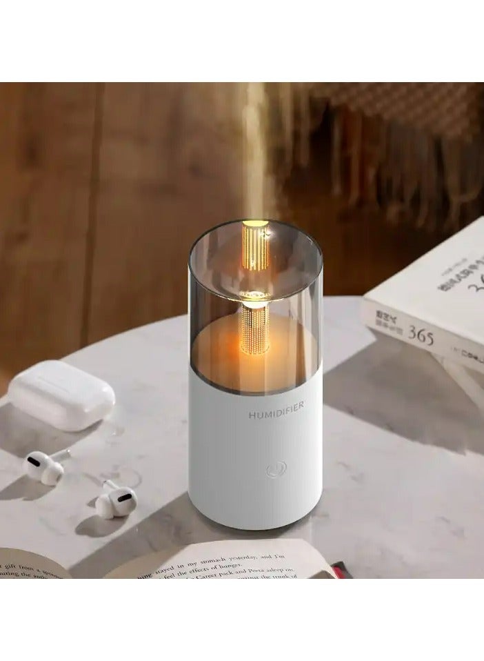 Portable Mini Air Humidifier, 120ml Small Cool Mist candle Shape Humidifier with LED Night Light, USB Personal Desktop Humidifier for Car, Office, Bedroom Travel Mini Humidifier.  - Image 2
