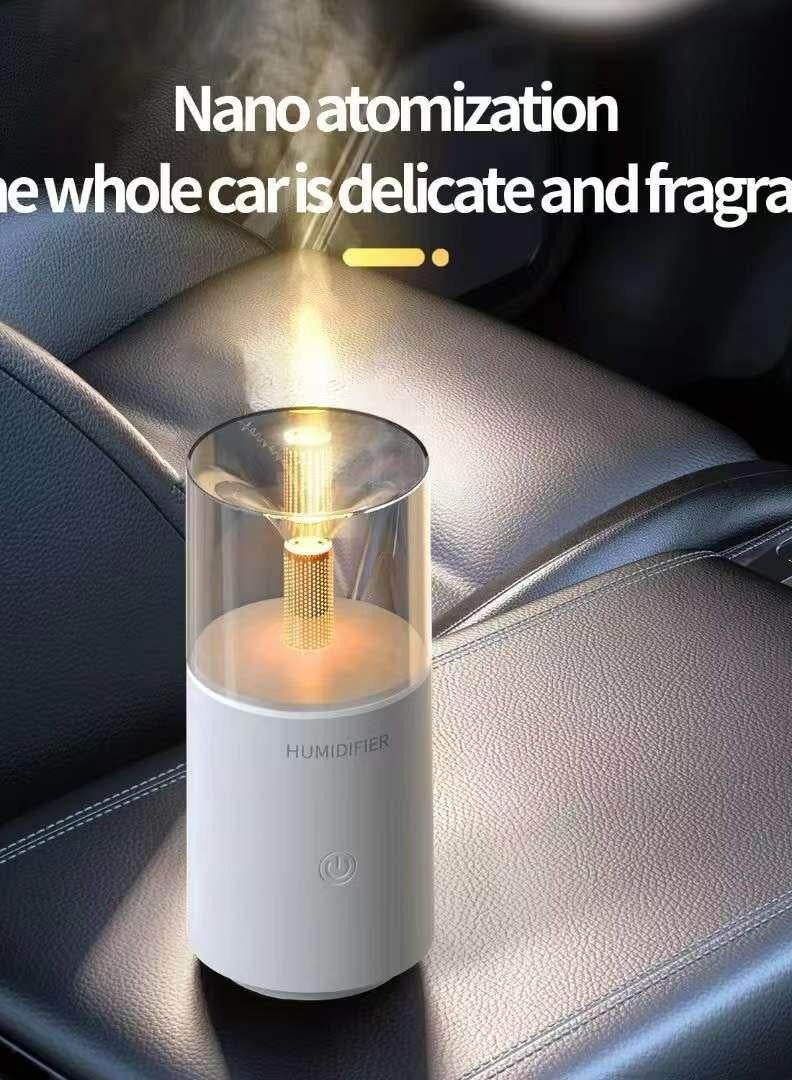Portable Mini Air Humidifier, 120ml Small Cool Mist candle Shape Humidifier with LED Night Light, USB Personal Desktop Humidifier for Car, Office, Bedroom Travel Mini Humidifier.  - Image 3
