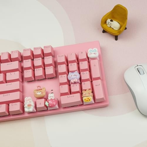 Wonhibo 6 PCS Cute Keycaps for Cherry MX Keyboards - Bear Bunny Cat OEM Profile ESC Key Replacement, Mechanical Keyboard Decoration for Women Girls - Image 4
