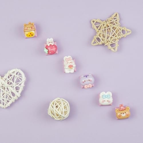 Wonhibo 6 PCS Cute Keycaps for Cherry MX Keyboards - Bear Bunny Cat OEM Profile ESC Key Replacement, Mechanical Keyboard Decoration for Women Girls - Image 2