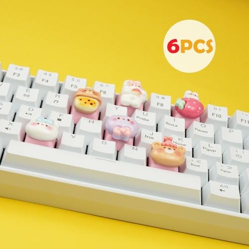 Wonhibo 6 PCS Cute Keycaps for Cherry MX Keyboards - Bear Bunny Cat OEM Profile ESC Key Replacement, Mechanical Keyboard Decoration for Women Girls - Image 5