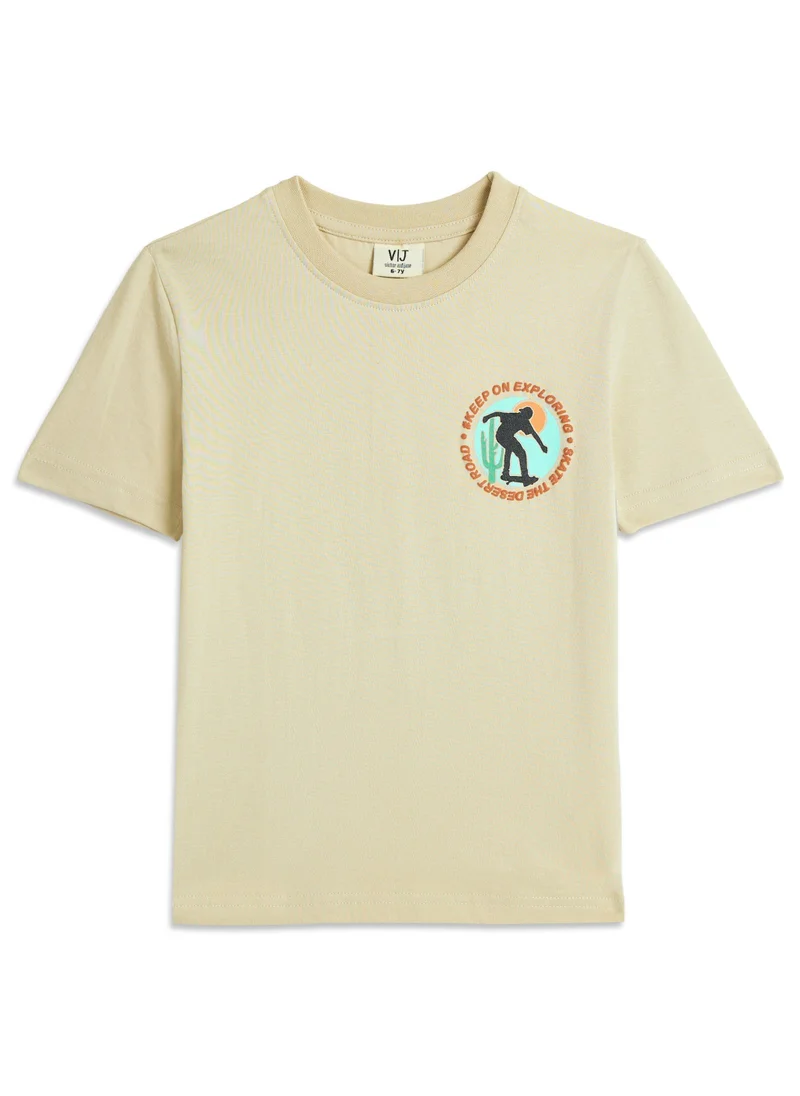 victor and jane Victor and Jane Boys' T-Shirt – "Ride the Streets!" - Light Brown