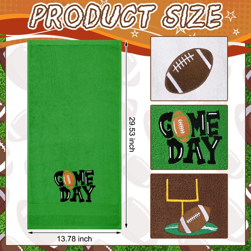 SmoothNovelty 3 Pcs Football Hand Towels for Bathroom Embroidered Bathroom Towels Farmhouse Decorative 13.78 x 29.53 Inch Absorbent Soft Cotton for Kitchen Dish Fast Drying Decor - Image 3
