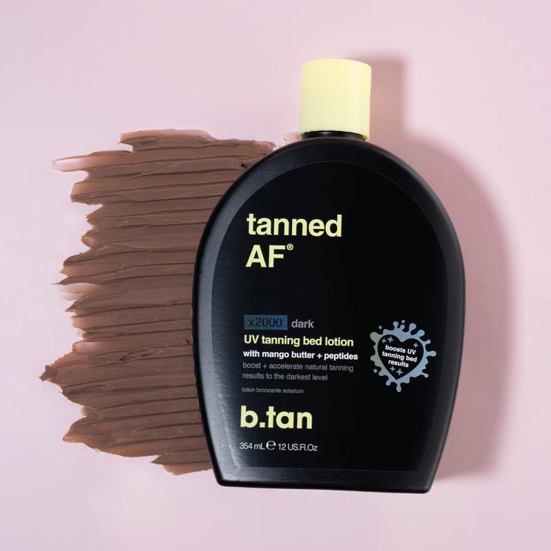 b tan لوشن سرير التسمير من b.tan UV | أغمق لوشن للتسمير - ملون، للتسمير الداخلي والخارجي، معزز برونزر، أفضل موسع لتسمير الجسم، بدون حماية من الشمس، 12 أونصة سائلة - Image 4