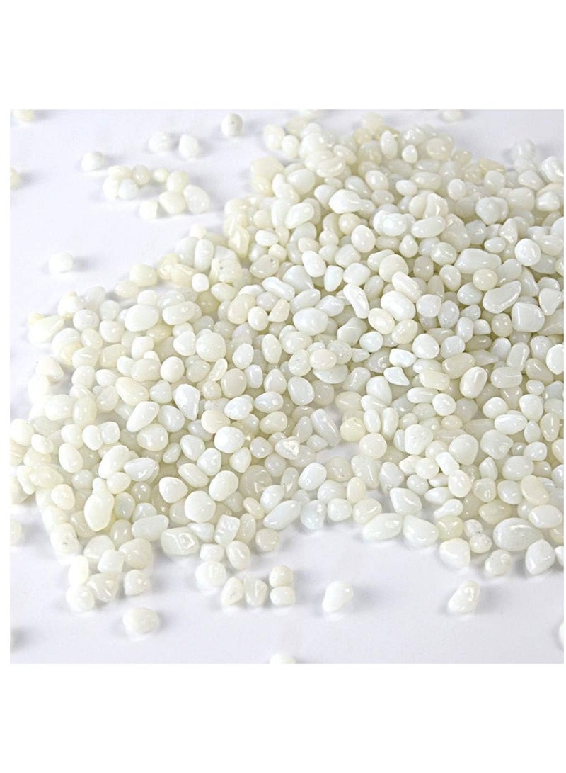 Rubik 250g Fish Tank Aquarium Decorated Glass Stone, Glass Pebbles Artificial Glaze Crystal Stone for Fish Turtle Tank Landscape Bottom & Potted Plants Decoration (White) - Image 2