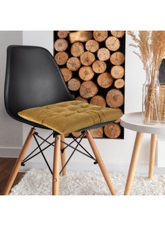 Rest Pack Of 4 Velvet Soft Chair Pad With Seat Ties Suitable For Garden , Kitchen And Office Chairs Indoor And Outdoor Khaki 40X40Cm  - Image 2