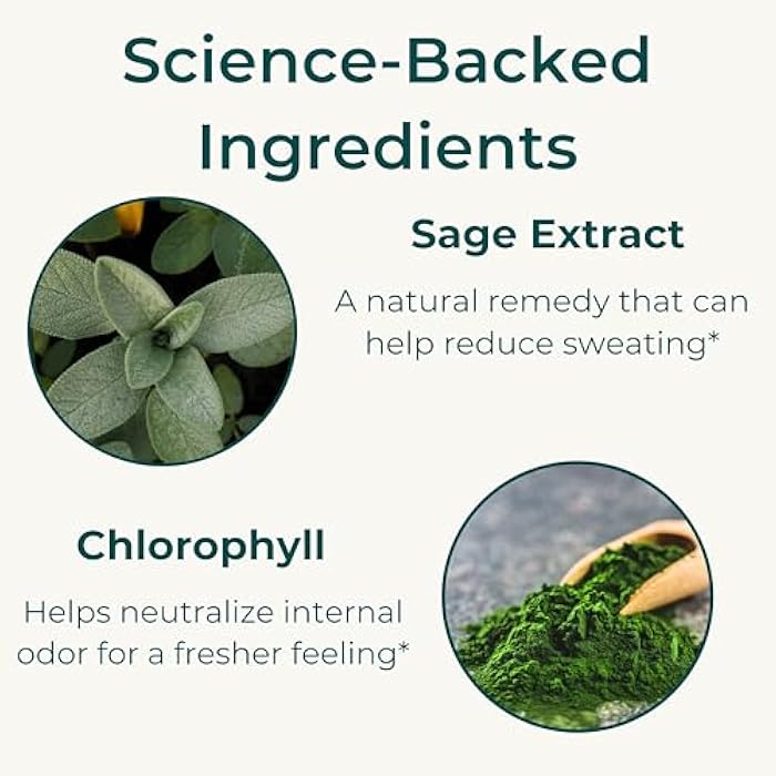 Loom Body Odor & Sweat Support Supplement – Sage Extract & Chlorophyll – Natural Internal Deodorant & Perspiration Aid (60 Vegan Capsules) - Image 4