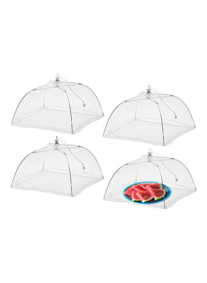 4-Piece Pop-Up Mesh Food Cover Set White 17x17x9inch - Image 1