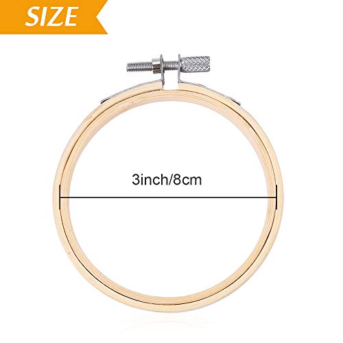 Pllieay 12 Pieces 3 Inch Embroidery Hoops Bamboo Circle Cross Stitch Hoop Ring for Embroidery, Art Craft Handy Sewing and Decoration - Image 3