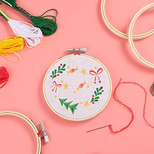 Pllieay 12 Pieces 3 Inch Embroidery Hoops Bamboo Circle Cross Stitch Hoop Ring for Embroidery, Art Craft Handy Sewing and Decoration - Image 4
