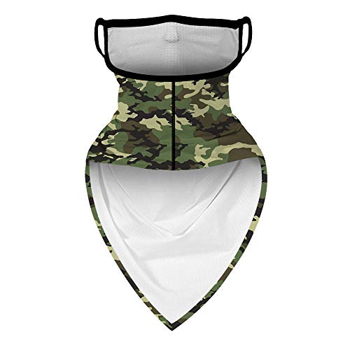YAYOUREL Fashionable Military Camo Bandana Neck Gaiter Face Mask Covering Bandanas for Men Women Summer UV Cooling Face Scarf Mask Cover Ear Loop Hole Triangle Facemask for Fishing Run - Image 4