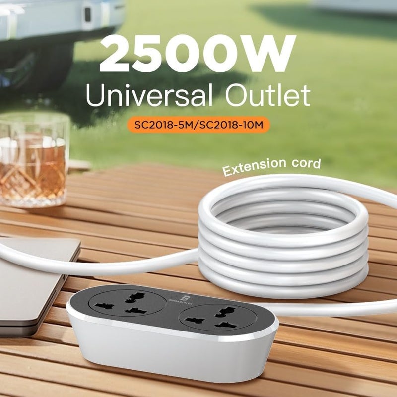 BXOE 5 Meter Extension Cord with UK Plug 10 Amp 2500W Power Capacity Heavy Duty Universal Socket for Home Office and Outdoor Use | Durable Tangle-Free Cable | 100-250V Voltage Support - Image 4