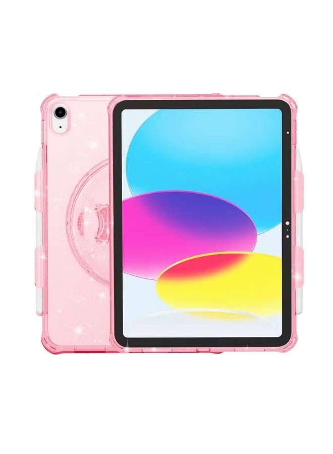 بروماس حافظة لجهاز iPad 10th Gen 10.9 2022 Terminator حافظة تابلت مقاومة للصدمات بمسحوق لامع مع حامل وردي