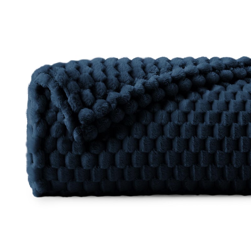 BEDELITE BEDELITE Fleece Blanket Twin Blanket for Bed Couch  3D Jacquard Decorative Navy Throw Blanket  Soft and Cozy Warm Plush Fuzzy Blanket All Seasons Suitable  60x80Inches  - Image 2
