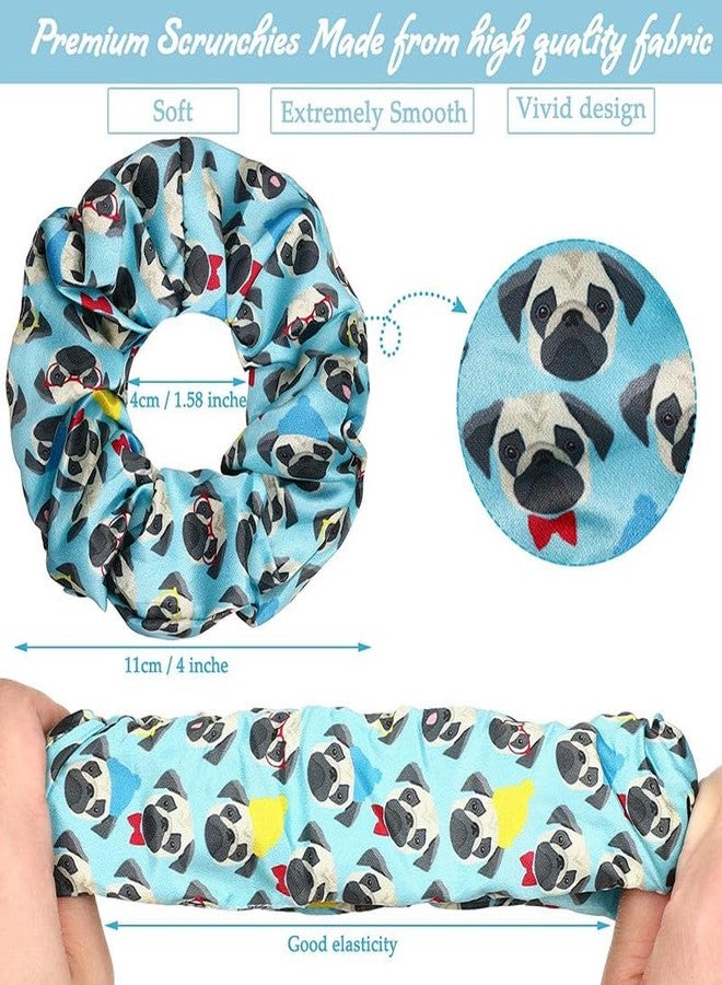 CHIROGRAPHY 12 Pieces Pug Dog Hair Scrunchies Dogs Printed Hair Scrunchies Elastic Hair Bands Scrunchy Hair Ties Ropes Scrunchies for Women or Girls Hair Accessories - Image 3